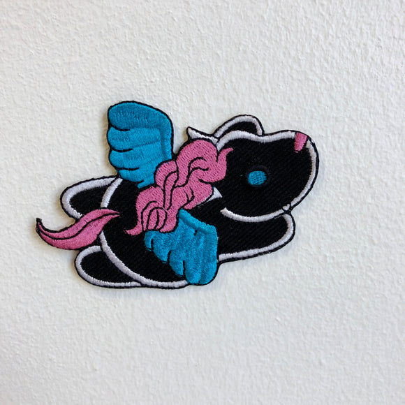 Cute Flying Unicorn Black Iron Sew on Embroidered Patch - Fun Patches