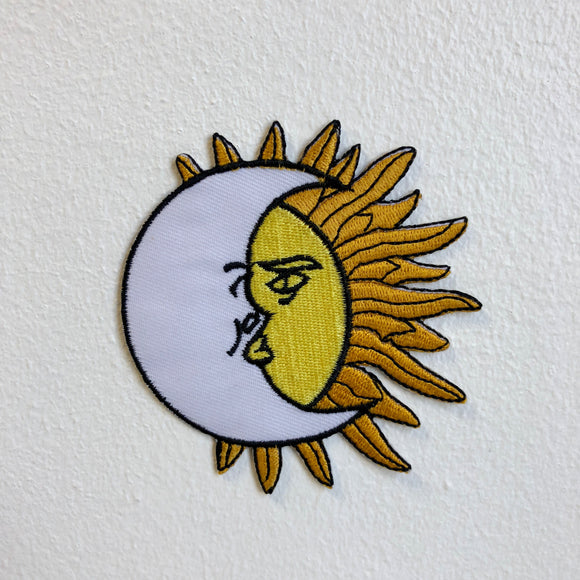Sun and Moon Eclipse Iron Sew on Embroidered Patch - Fun Patches