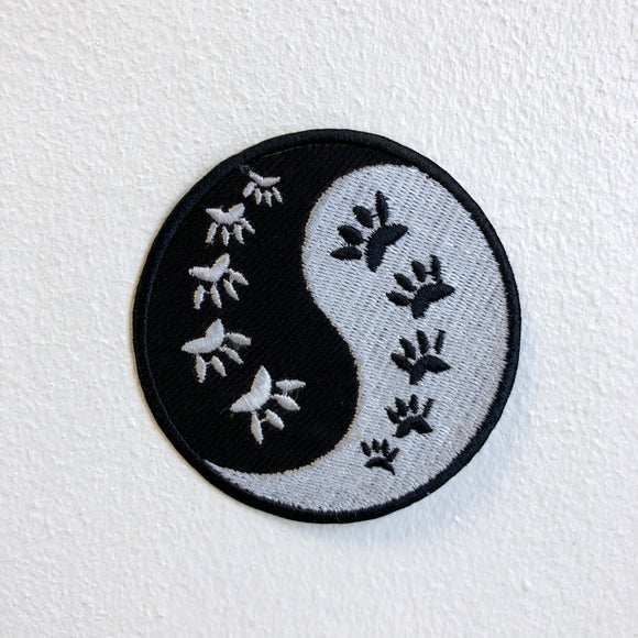 Yin and Yang with Paws Iron Sew on Embroidered Patch