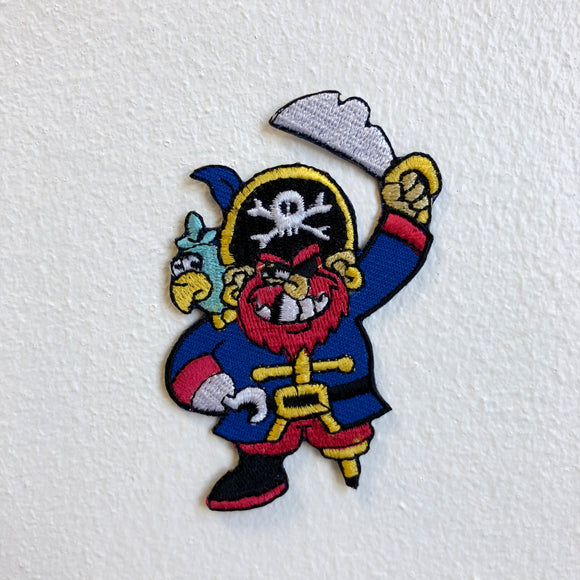 Striking Pirate with Eye Patch red Iron Sew on Embroidered Patch - Fun Patches