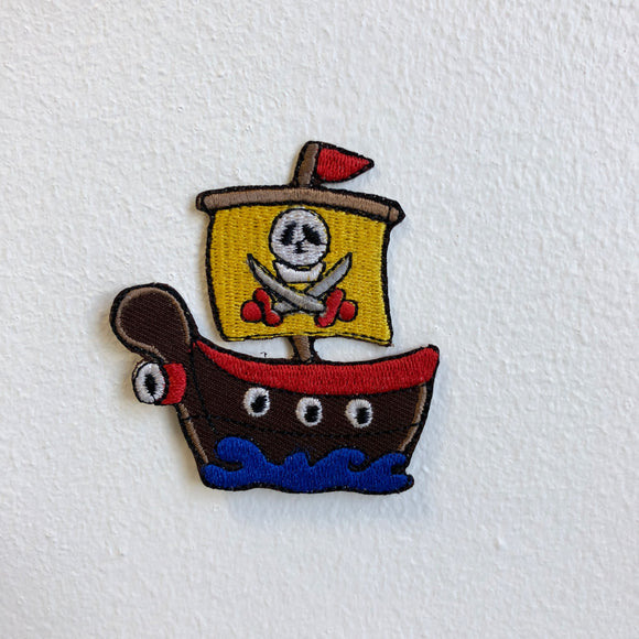 Cute Pirate Ship Kids Toy Iron Sew on Embroidered Patch - Fun Patches