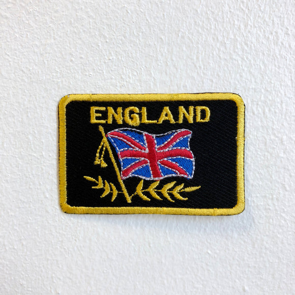 England Flag Union Jack Black Iron Sew on Embroidered Patch - Fun Patches