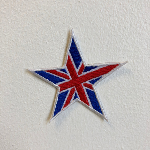 Union Jack Flag Star Military White Iron Sew on Embroidered Patch