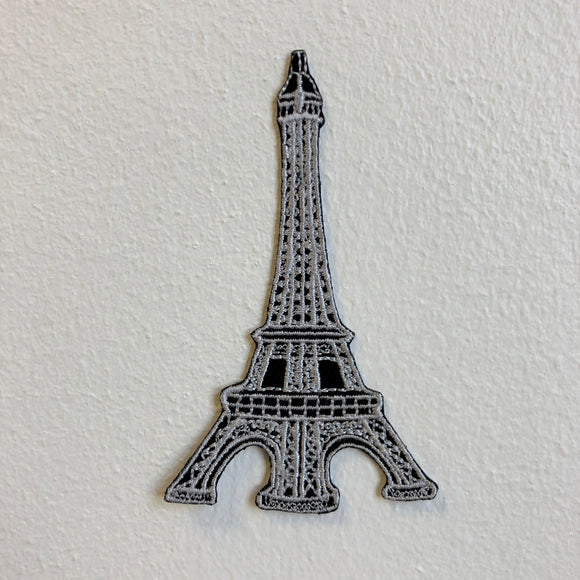 Eiffel Tower Toy White Iron Sew on Embroidered Patch - Fun Patches
