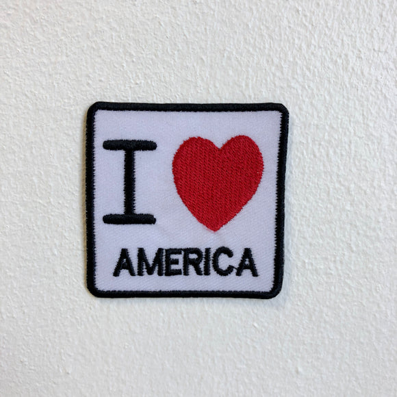 I Love America Badge Iron Sew on Embroidered Patch - Fun Patches