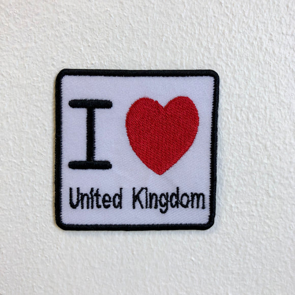 I Love United Kingdom Badge Iron Sew on Embroidered Patch - Fun Patches