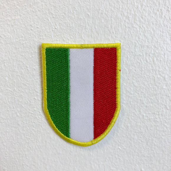 Italian Flag Racing Sport Football Badge Shield Iron Sew on Embroidered Patch - Fun Patches