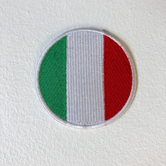 Italian Flag Racing Sport Football Badge Round Iron Sew on Embroidered Patch - Fun Patches