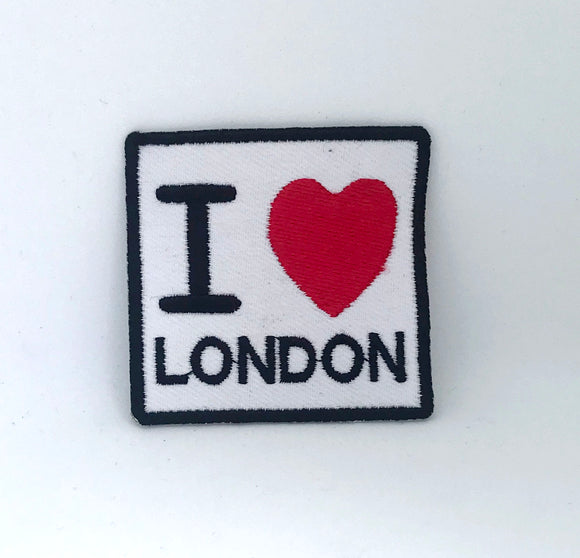 I Love London England Sign Logo Iron on Sew on Embroidered Patch - Fun Patches