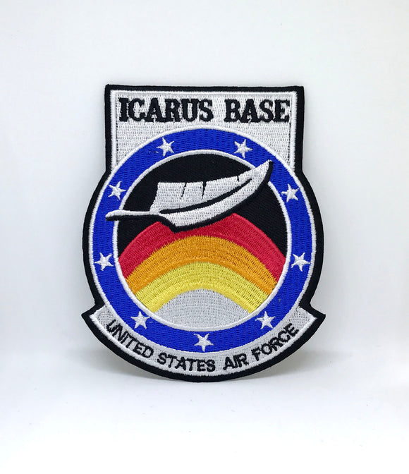 ICARUS BASE United State Air Force Iron Sew On Embroidered Patch - Fun Patches