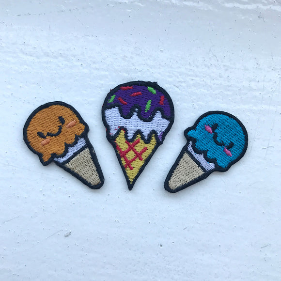 Ice Cream Cone Cute set Iron Sew on Embroidered Patch - Fun Patches