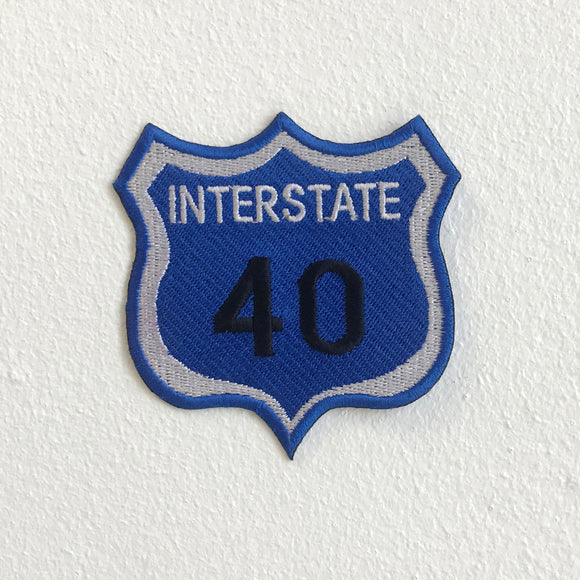 Interstate 40 highway road sign America Iron Sew On Embroidered Patch - Fun Patches