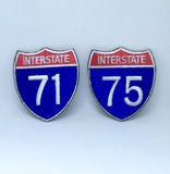 Interstate Highway 71 and 75 road sign Iron on Sew on Embroidered Patch - Fun Patches