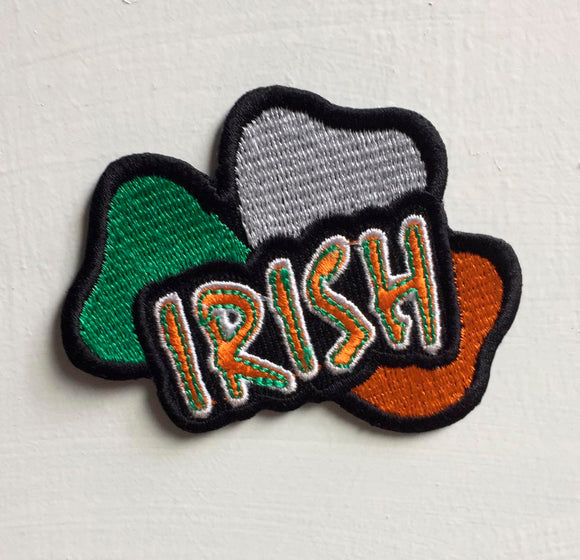 Irish Shamrock Biker Art Badge Iron or sew on Embroidered Patch - Fun Patches