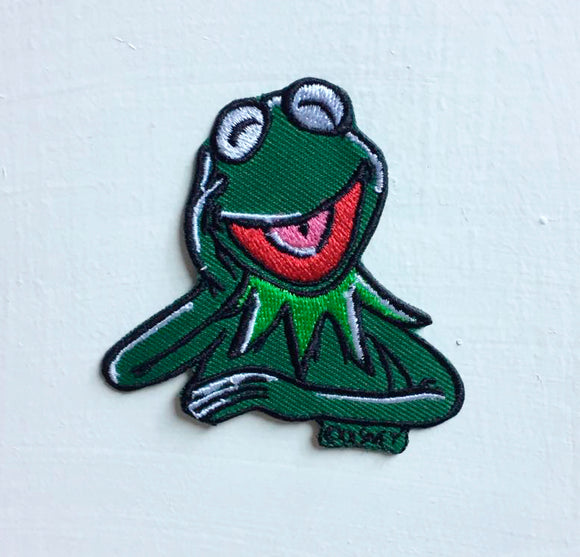 Kermit the frog character Art Badge Iron or sew on Embroidered Patch - Fun Patches