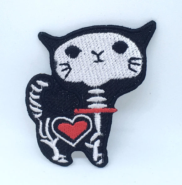 Animal dogs cats snakes honey bee bear spider lamb Iron/Sew on Patches - Skeleton Cat - Fun Patches