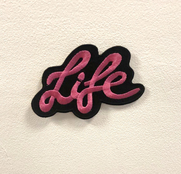 Life Art Pink Badge Clothes Iron on Sew on Embroidered Patch appliqué