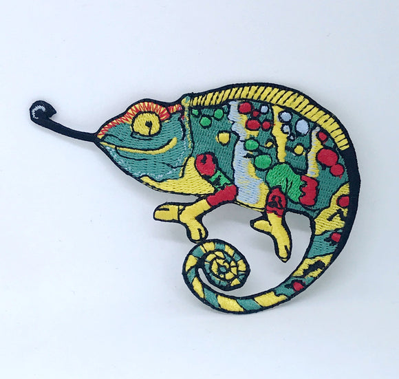 Chameleon Common Colourful clipart gecko iron on Sew on Embroidered Patch - Fun Patches