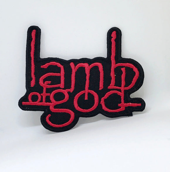 LAMB OF GOD Red On Black Iron Sew On Embroidered Patch - Fun Patches