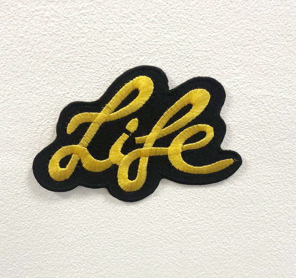 Life Art Yellow Badge Clothes Iron on Sew on Embroidered Patch appliqué