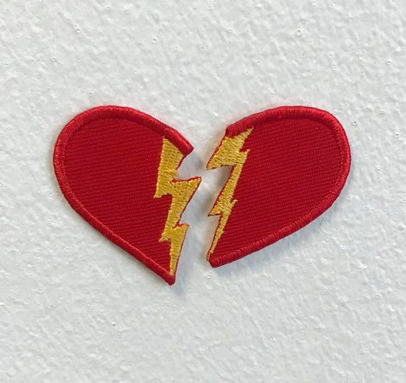 Lightning Broken Heart Art Badge Clothes Iron on Sew on Embroidered Patch - Fun Patches