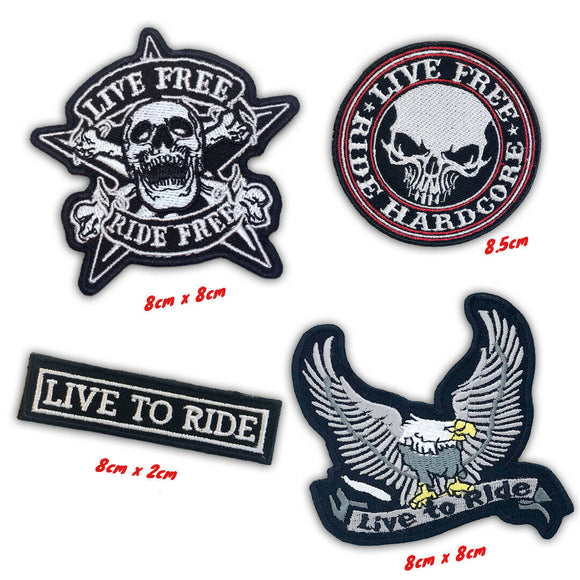 Live free ride free, live to ride Biker rider Iron or sew on Embroidered Patch