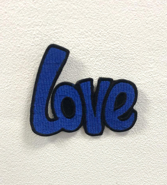 Love Blue Art Badge Iron on Sew on Embroidered Patch appliqué