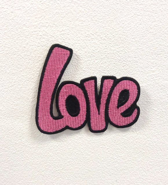 Love Pink Art Badge Iron on Sew on Embroidered Patch appliqué