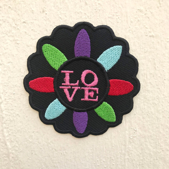 Beautiful Colourful Love Flower Iron on Sew on Embroidered Patch - Fun Patches