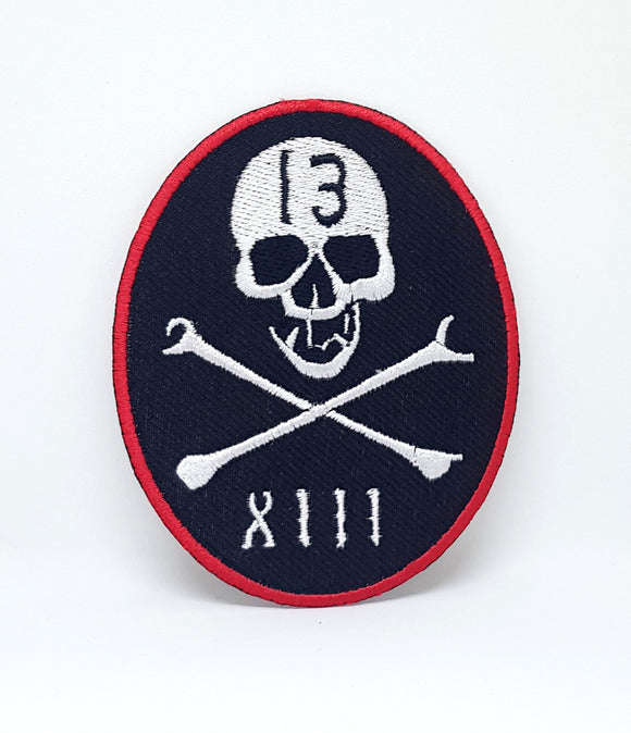 XIII Skull & Cross Bones Halloween Iron/Sew On EMBROIDERED Patch