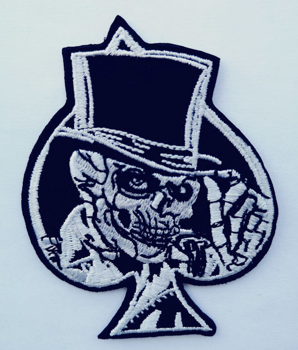 Magician Skull Ace of spade jacket shirt badge Iron on Sew on Embroidered Patch halloween