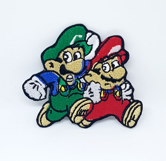 Mario and Luigi Brothers Embroidered Patch Motif Iron Or Sew on Kids - Fun Patches