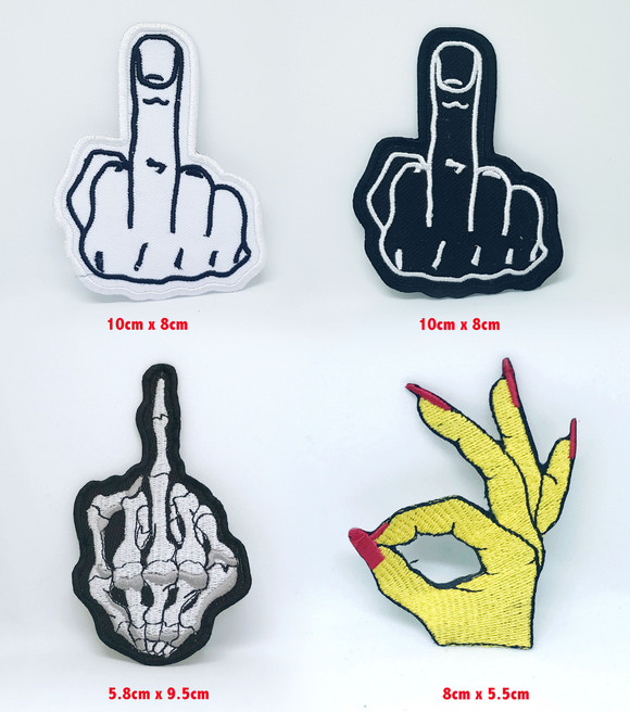 Middle finger bikers riders jacket collection Iron on Sew on Embroidered Patch