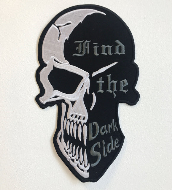 Find the Dark Side Skull Large Biker Jacket Back Sew On Embroidered Patch - Fun Patches