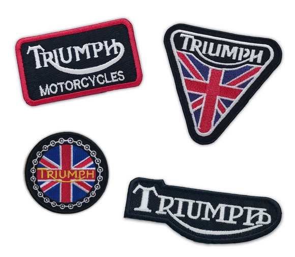 Motorcycle Triumph biker Union jack BIKER MOTORCYCLE CLOTH PATCH BACK PATCH JEANS PATCH  Iron or Sew on Embroidered Patch SET OF 4