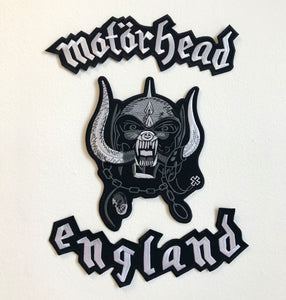 Motorhead England 3 Piece Set Large Biker Jacket Back Sew On Embroidered Patch - Fun Patches