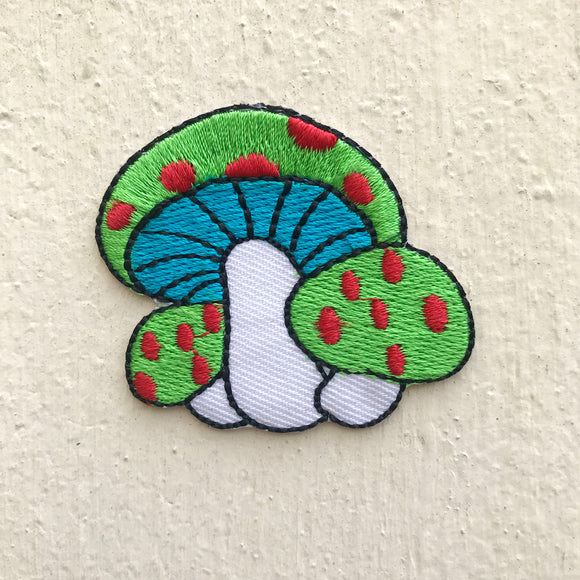 Cute Magic Mushroom Green pair Iron on Sew on Embroidered Patch - Fun Patches
