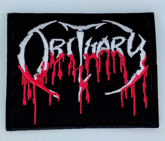 OBITUARY Blood Drip Logo Death Iron On Embroidered Patch - Fun Patches