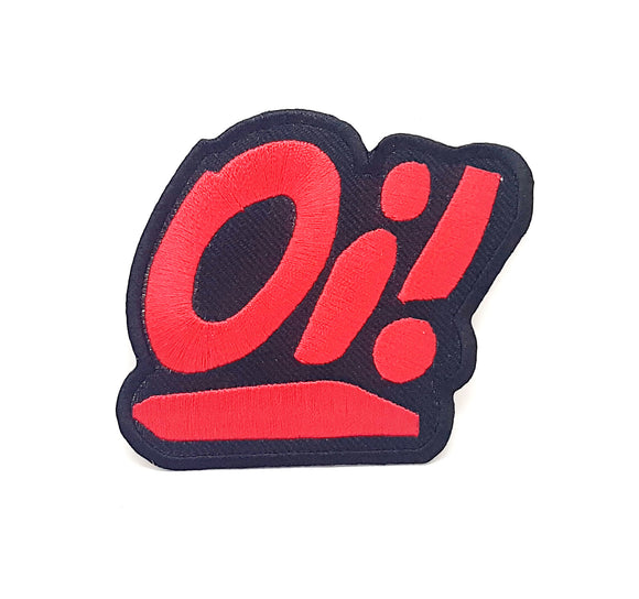 Oi Skinheads red and black Punk T shirt Iron Sew on Embroidered Patch - Fun Patches