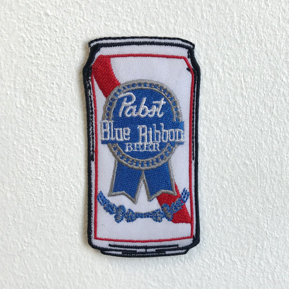 Pabst Blue Ribbon Beer Can Iron Sew on Embroidered Patch - Fun Patches