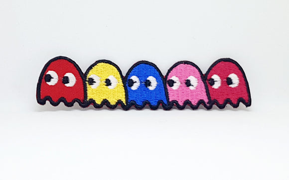 Pacman Ghost Cartoon game cute Colourful Iron/Sew on Embroidered Patch - Fun Patches
