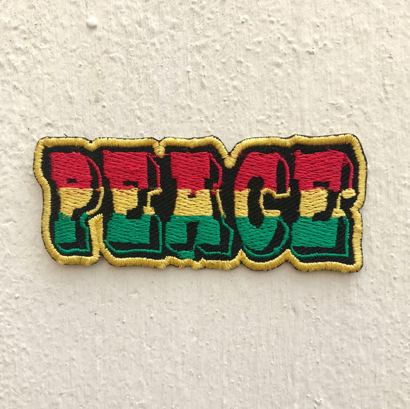 Rasta Peace Letter Colourful Iron on Sew on Embroidered Patch - Fun Patches