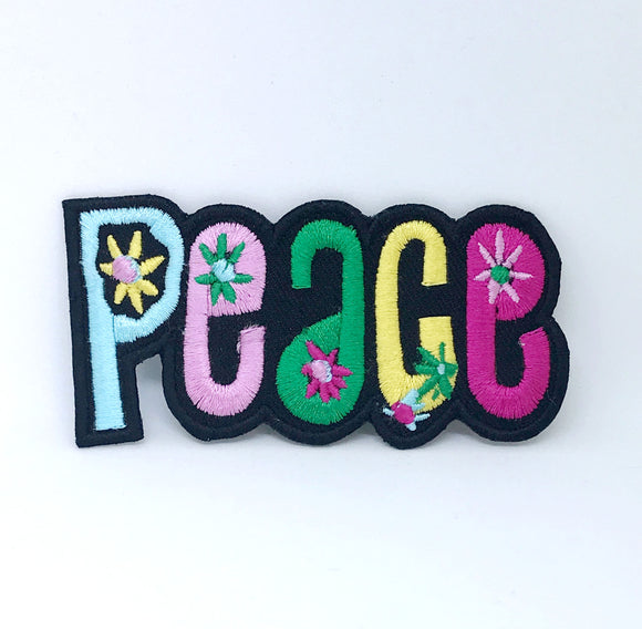 Peace Badge Colourful Peace Sign Iron on Sew on Embroidered Patch - Fun Patches