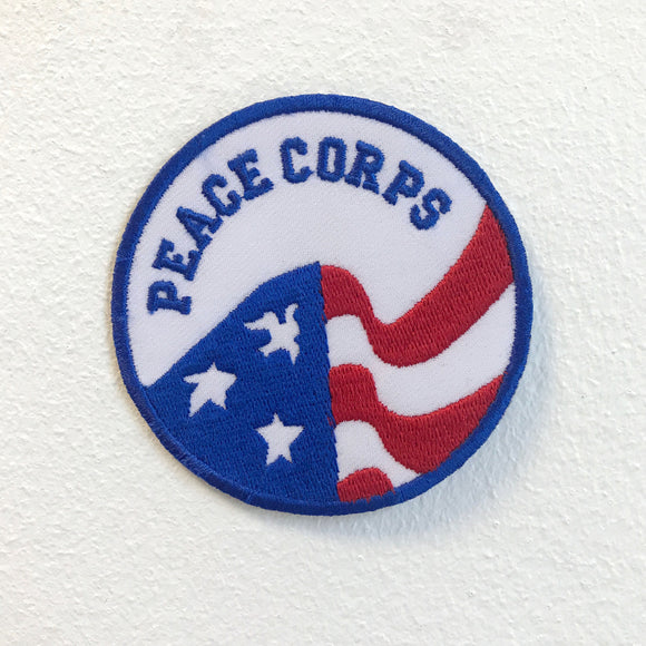 Peace Corps with United States Flag Badge Iron on Sew on Embroidered Patch - Fun Patches