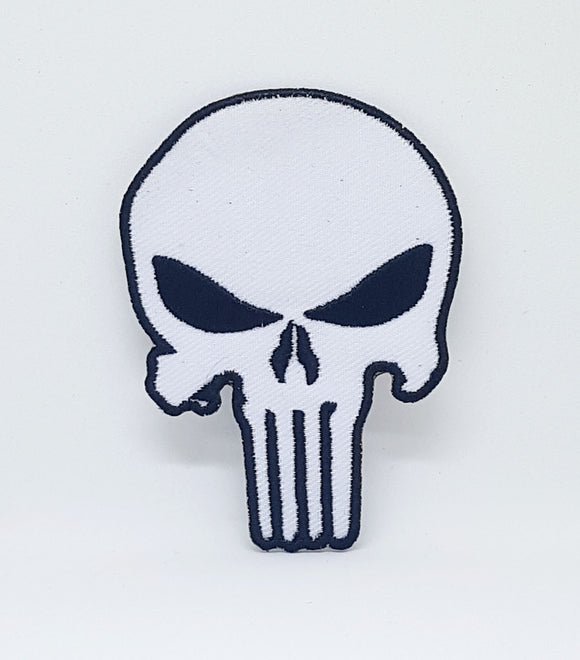 Marvel Avengers and DC Comics Iron or Sew on Embroidered Patches - The Punisher White - Fun Patches