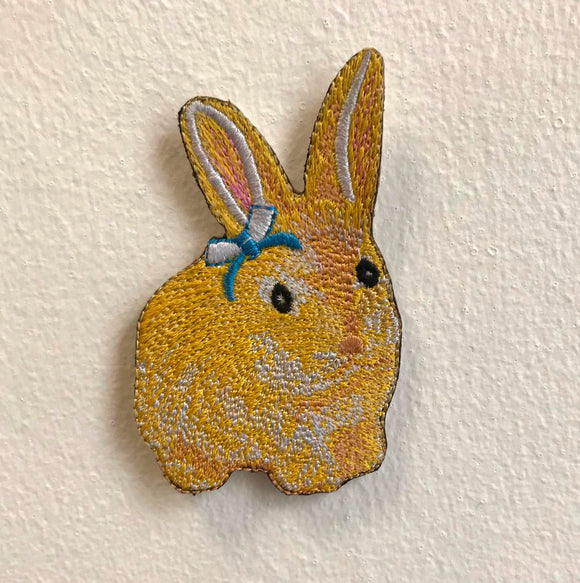 Cute Rabbit with Bow Art Badge Iron on Sew on Embroidered Patch - Fun Patches
