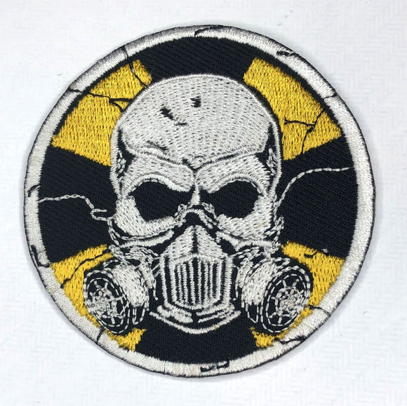 Radiation Skull with Mask Biker Badge Clothing Iron on Sew on Embroidered Patch