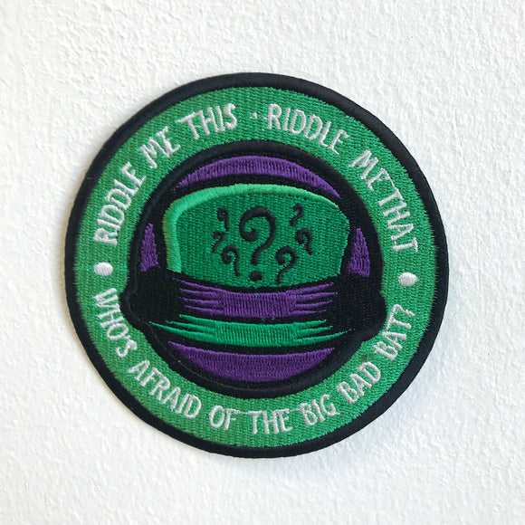 Riddle me this Riddle me that Joker hat badge Iron Sew on Embroidered Patch - Fun Patches