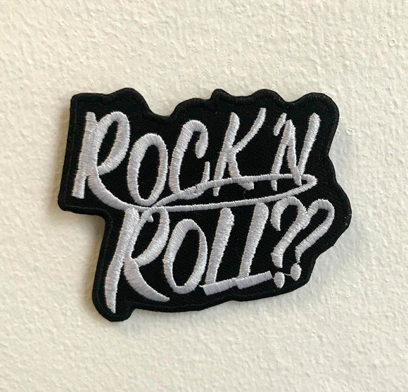 Rock n Roll Art Badge Black Iron on Sew on Embroidered Patch - Fun Patches