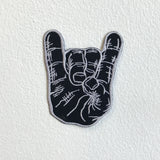 Rock and Roll hand Sign Music Biker Iron Sew on Embroidered Patch - Fun Patches
